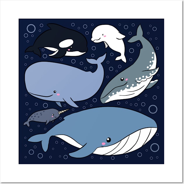 Cute Whales illustration Wall Art by Yarafantasyart